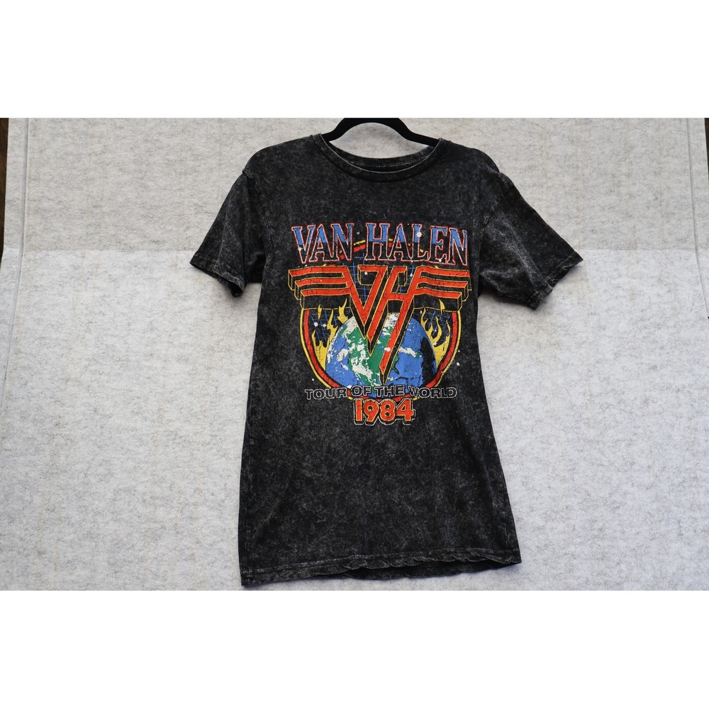 Van Halen 1984 Tour of the World Acid Wash Graphic T-Shirt Mens Small Black VH - Picture 4 of 6